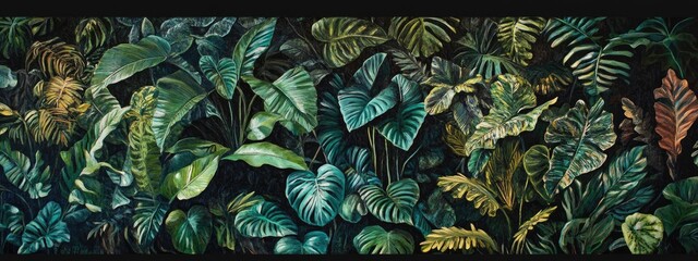 Fototapeta premium Lush Tropical Foliage Pattern