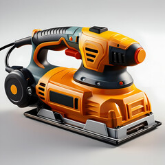 Fototapeta premium A Powerful Orange Electric Sander Ready For Action, Showcasing Its Robust Design And Sleek Lines Against A Neutral Background