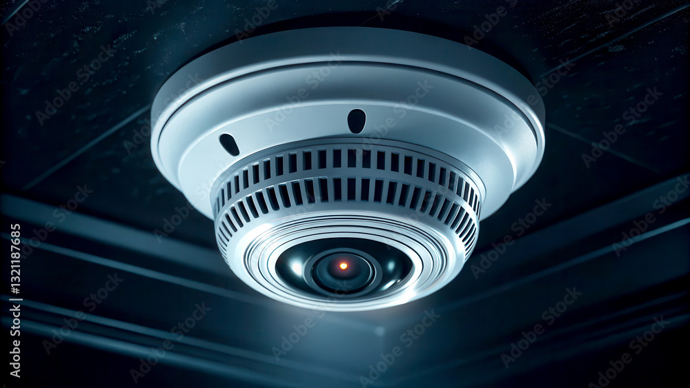 Poster security camera surveillance hidden concept. ceiling-mounted security camera with a sleek design, ca