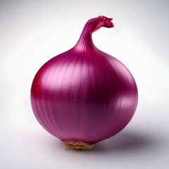 A Regal Red Onion, Plump And Vibrant, Sits Proudly Against A Soft White Background Showcasing Its Rich, Deep Color And Perfect Form