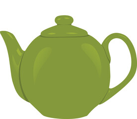 Green teapot isolated on white