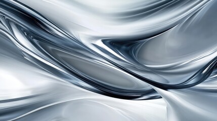 Abstract swirls of silver and blue create a fluid, dynamic background, suggesting motion and elegance in design