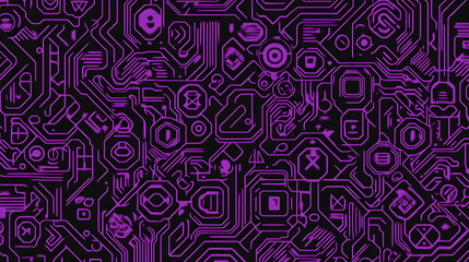 Abstract Purple Circuit Board Design: Tech Texture Background, Digital Art