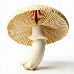 Oyster mushroom profile, showcasing delicate gills and stem, still life, healthy