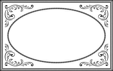 Decorative black rectangular framework. Card, book or album decoration.