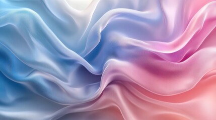 Obraz premium Ethereal Flow of Soft Silk Fabric in Gradient Shades of Blue and Pink Creating a Dreamy Background Texture