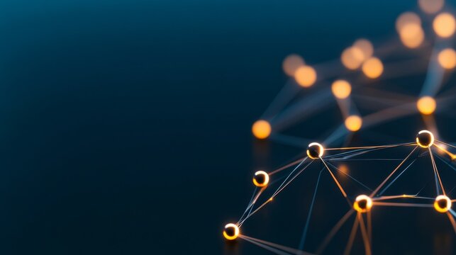 Abstract network of glowing nodes symbolizing global trade, futuristic economy theme