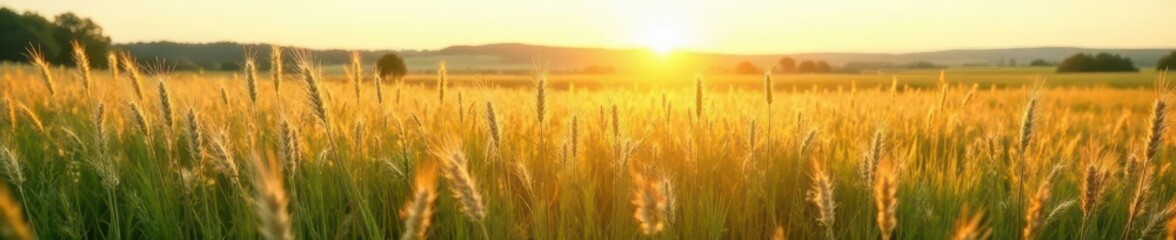 Obraz premium Wild prairie grasses swaying gently in breeze, detail, vegetation