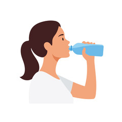 Woman drinking water in a flat style vector illustration