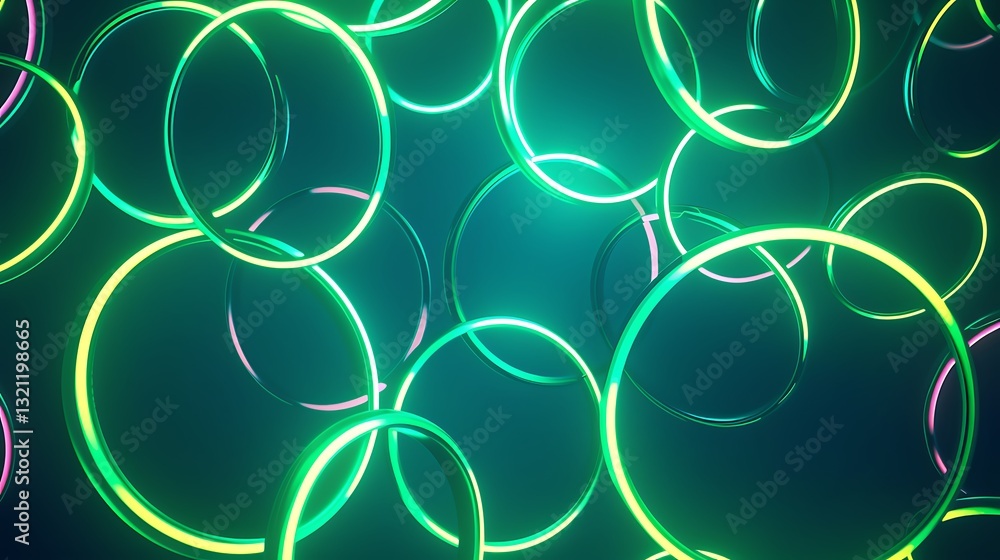 Poster vibrant neon circles background with glowing effect for abstract and modern design projects