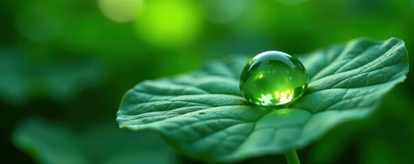 Large glistening waterdrop on lush green foliage, drop, beauty