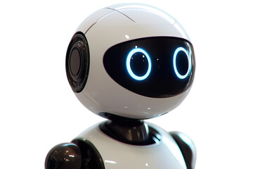 Eco-friendly AI robot with transparent white background