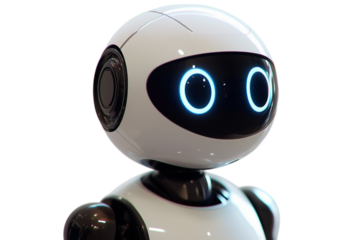 Eco-friendly AI robot with transparent white background