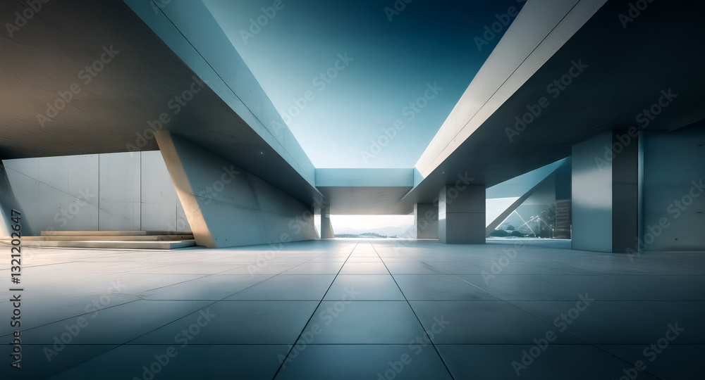 Leinwandbilder abstract modern architecture featuring concrete pillars and geometric forms. open space and minimali