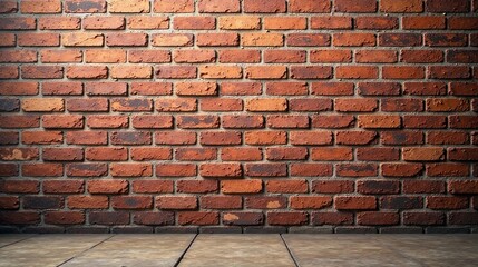 Rustic Brick Wall Background with Aged Wooden Floor Ideal for Vintage Designs and Retro Projects