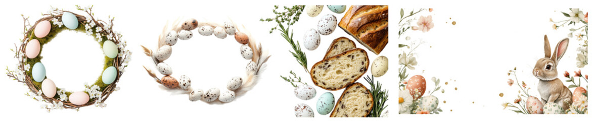 Easter and Spring Floral Frames with Festive Elements