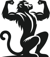 Baboon stretching its arms up animal vector