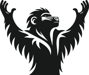 Baboon stretching its arms up animal vector