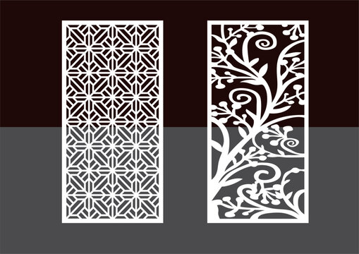 Kitchen and Hall Jali geometric CNC jaali pattern for laser cutting and interior designing vector graphics