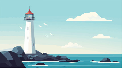 Lighthouse illustration. Navigation for sailors.