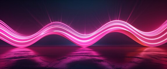 pink wave curve light rays on colorful dark background motion and energy concept modern and futuristic digital abstract artwork background