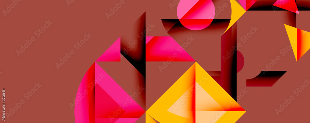 Aufkleber Minimal geometric abstract background. Circle square and triangle design