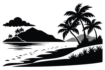 Beach Minimalist and Simple Silhouette Vector illustration
