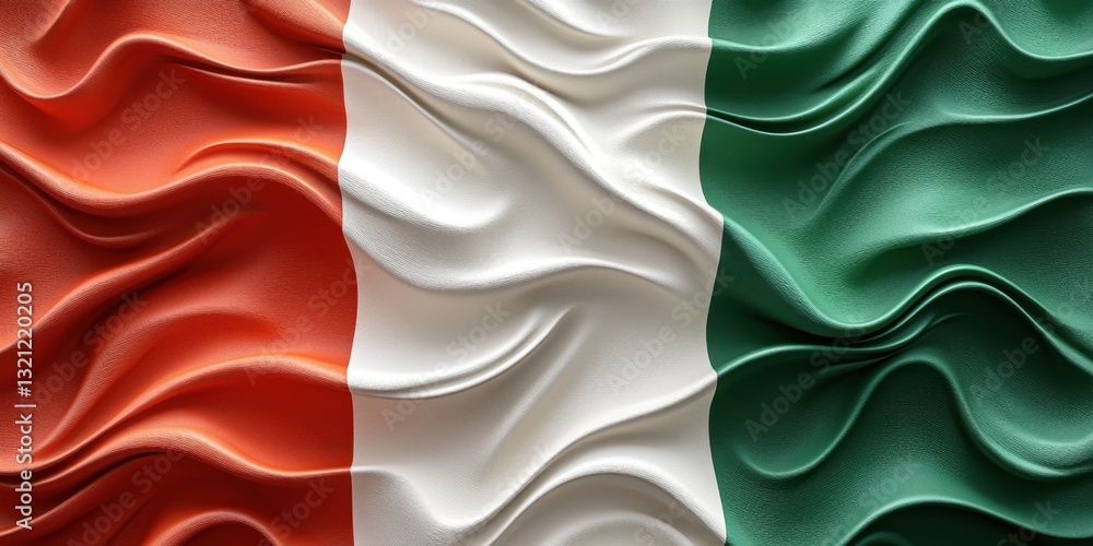 Poster Closeup View of a Draped  Irish Flag with Vibrant Colors and Smooth Texture