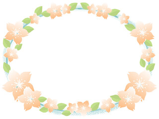 桜の花と葉っぱのフレーム