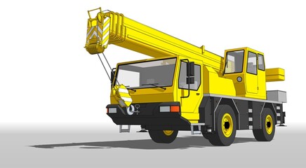  crane on wheels 3d illustration