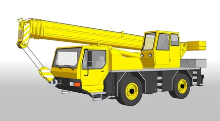  crane on wheels 3d illustration