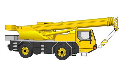  crane on wheels 3d illustration