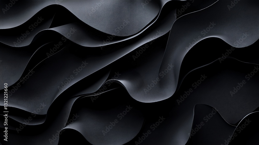 Poster abstract composition of dark gray undulating forms