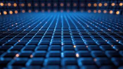 Abstract digital grid, technological background, glowing squares, futuristic