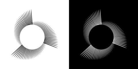 Dynamic abstract spiral sound wave rhythm lines. Circular spiral sound wave rhythm of lines. Circular futuristic abstract lines, black and white background.	