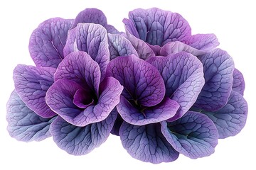 Obraz premium Vibrant Purple Hydrangea Blooms Close up Floral Photography Isolated on White Background