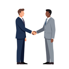 Business professionals shaking hands in flat design vector illustration