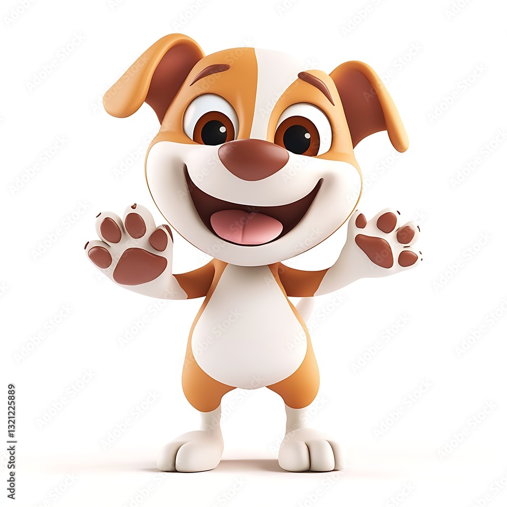 Aufkleber animated puppy: a charming animated puppy with a cheerful expression and playful pose, ready to deli