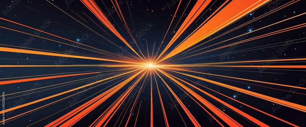 Poster dark deep space background with orange streaks light rays motion and energy concept digital abstract