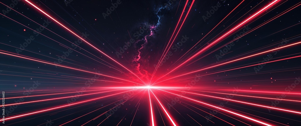 Poster dark deep space background with red streaks light rays motion and energy concept digital abstract ar