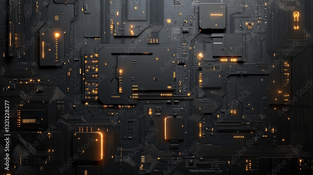 Poster Abstract Circuit Board Pattern, Tech Background, Future Design
