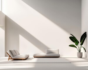 Open communal space in a minimalist coliving house, emphasizing togetherness and comfort