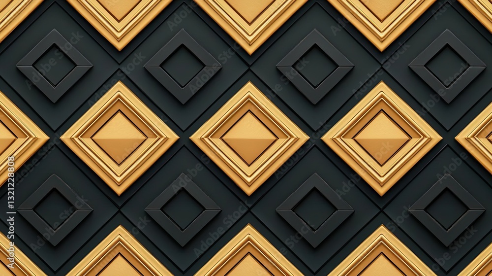 Poster geometric pattern design abstract background idea. stylish geometric wall design with golden and bla
