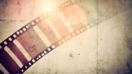 Obraz premium A vintage film strip appears on a textured and aged surface