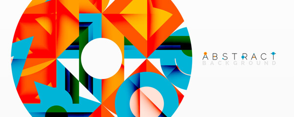 Abstract geometric artwork with interwoven angular and curved shapes, dynamic composition with smooth gradients and bold contrasts