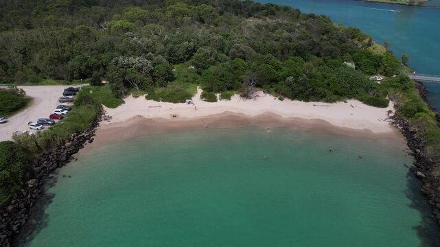 Beautiful Marlo's Beach By The Tweed River, NSW, Australia - Drone Shot