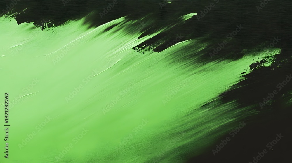 Poster abstract green paint strokes creating textured pattern on canvas