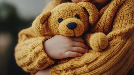 Cozy Baby Holding Soft Toy for Comfort and Warmth