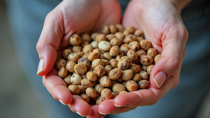 Hands Cupping a Handful of Tiger Nuts