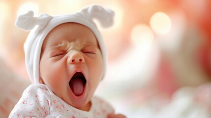 Cute Newborn Baby Yawning with Innocent Expression
